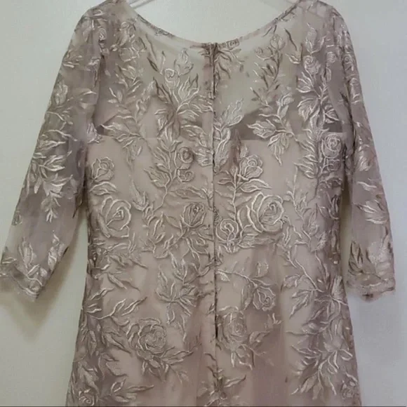 La Femme Lace V Neck A-Line Dress - Picture 8 of 8